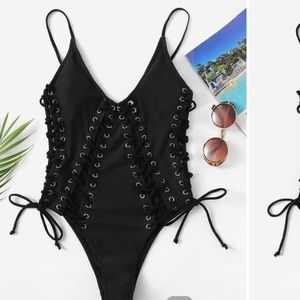 Lace-Up One Piece Swimsuit